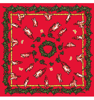 Toile cirée Noël – Chérubins rouges et verts