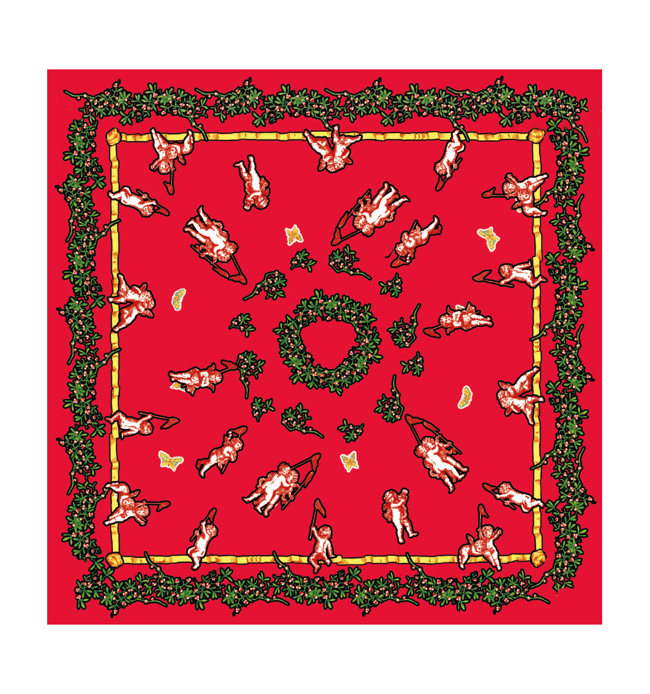 Toile cirée Noël – Chérubins rouges et verts