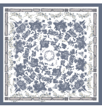 Toile cirée Noël – Beautiran au gui gris bleu
