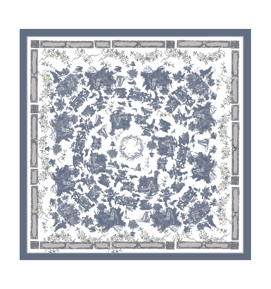 Toile cirée Noël – Beautiran au gui gris bleu