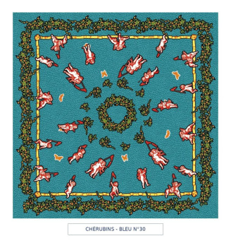 toile cirée - cherubins - turquoise