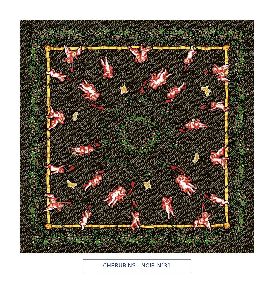 toile cirée - cherubins - noir