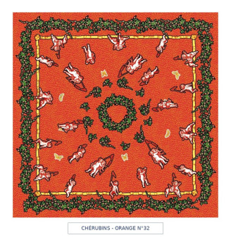 toile cirée - cherubins - orange