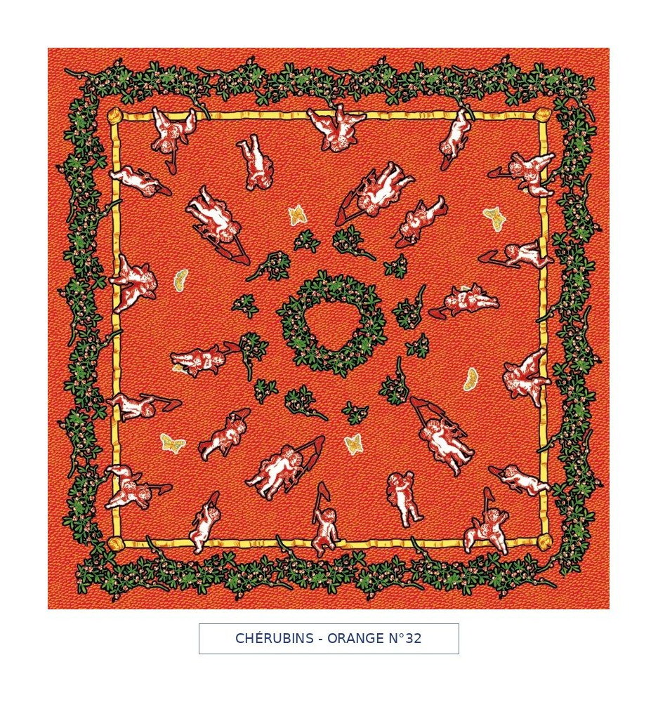 toile cirée - cherubins - orange