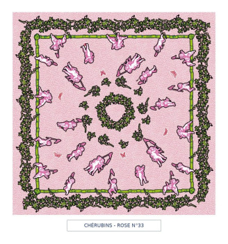 toile cirée - cherubins - rose
