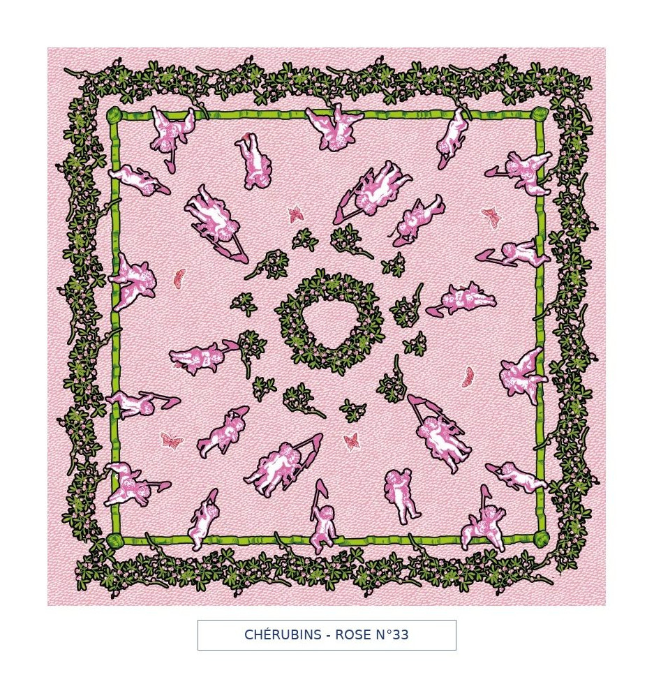 toile cirée - cherubins - rose
