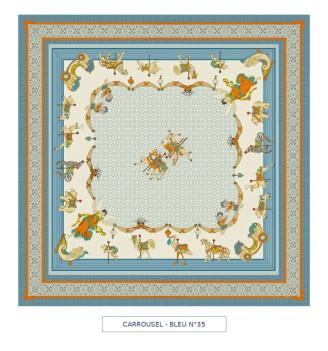 toile cirée - carrousel - bleu