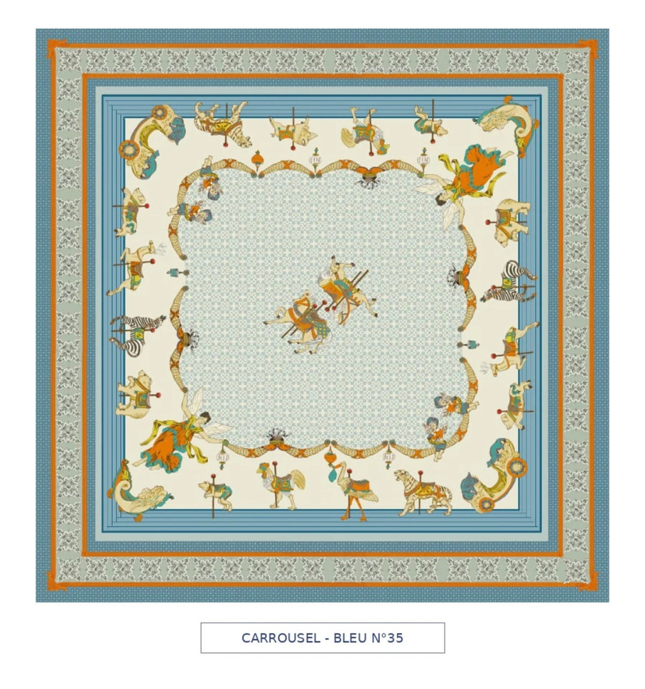 toile cirée - carrousel - bleu