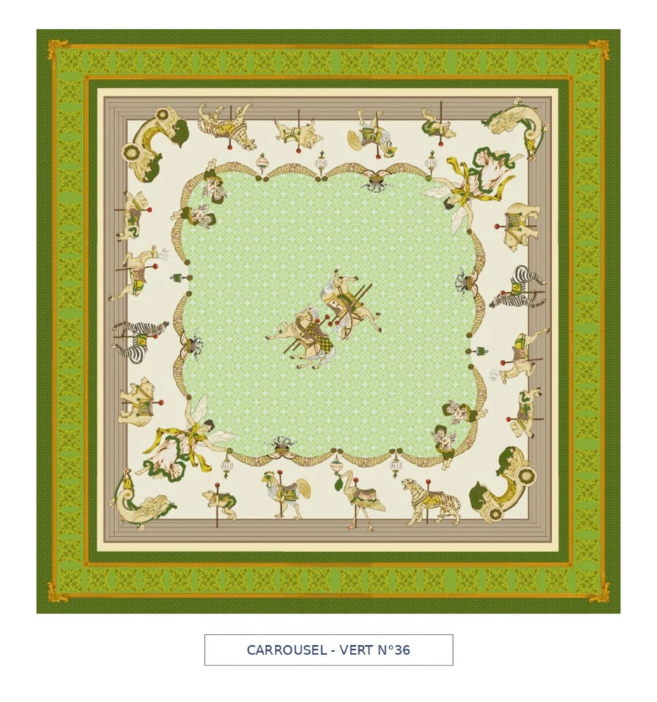 toile cirée - carrousel - vert