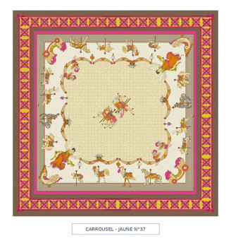 toile cirée - carrousel - jaune