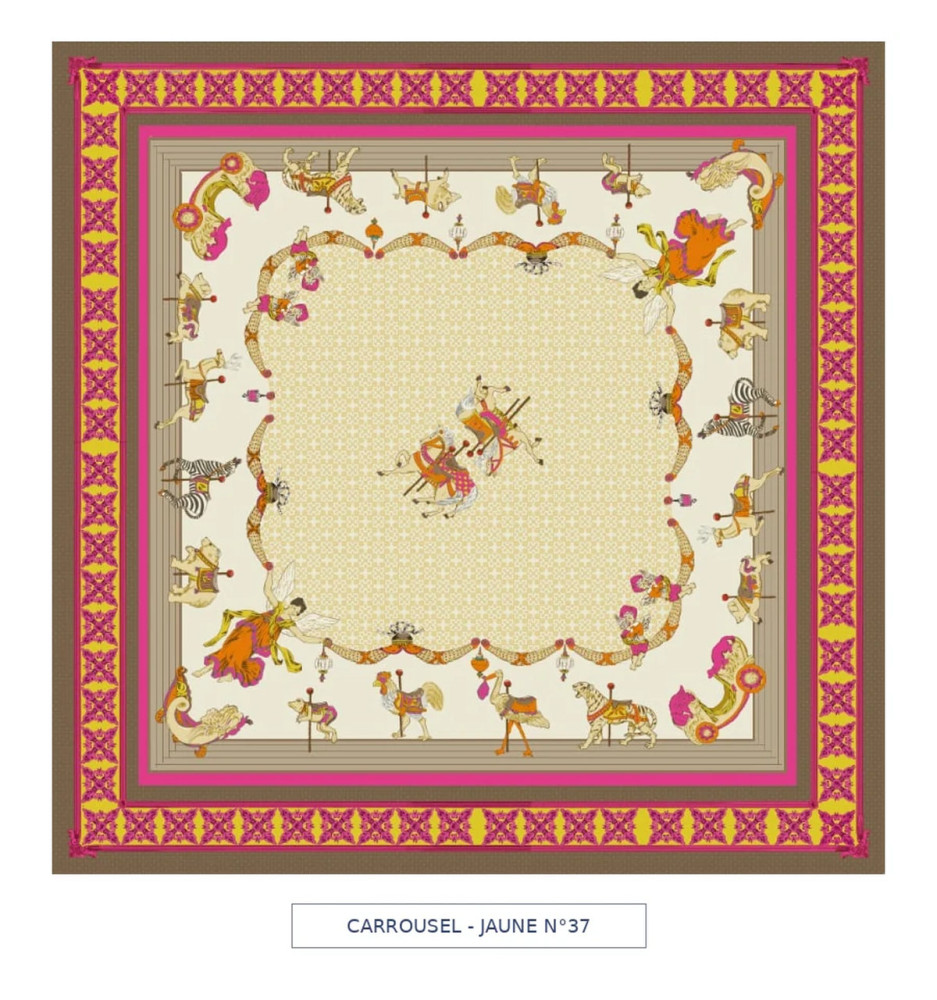 toile cirée - carrousel - jaune