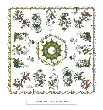 toile cirée - chinoiserie - vert/rouge