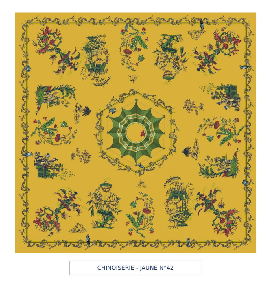 toile cirée - chinoiserie - jaune