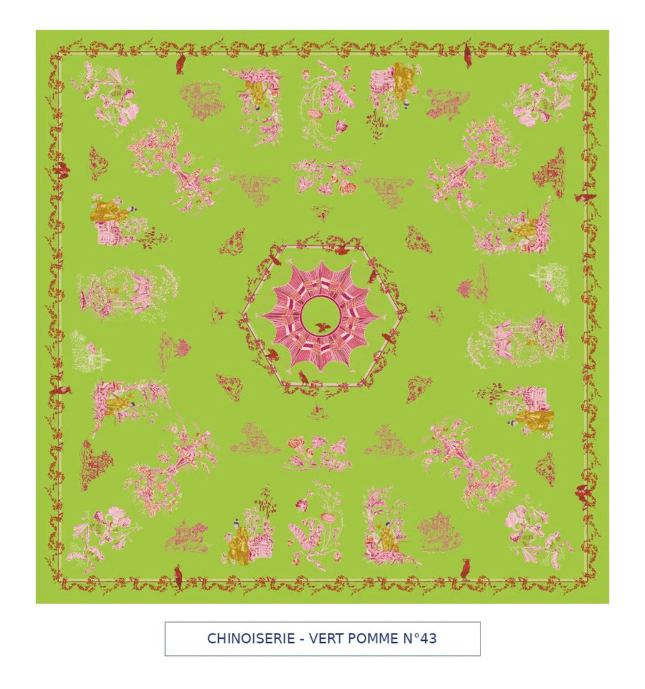 toile cirée - chinoiserie - vert cru