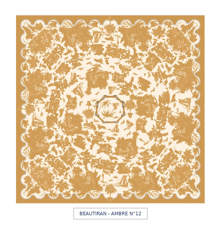 toile cirée - Beautiran toile de jouy - ambre