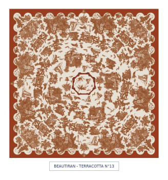 toile cirée - Beautiran toile de jouy - terracotta