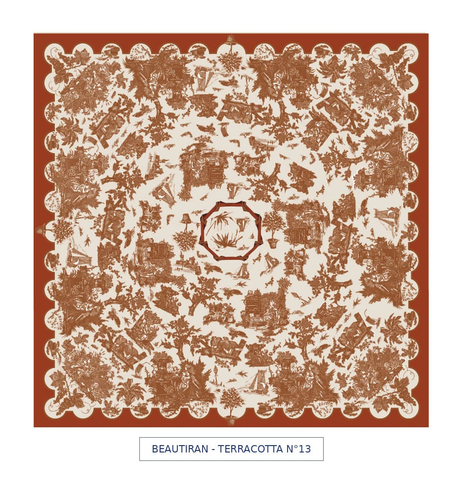 toile cirée - Beautiran toile de jouy - terracotta