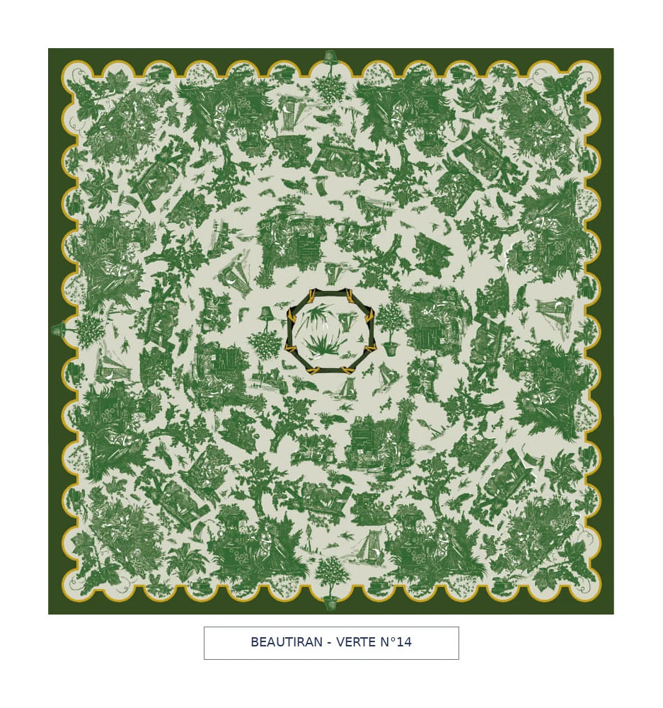 toile cirée - Beautiran toile de jouy - vert