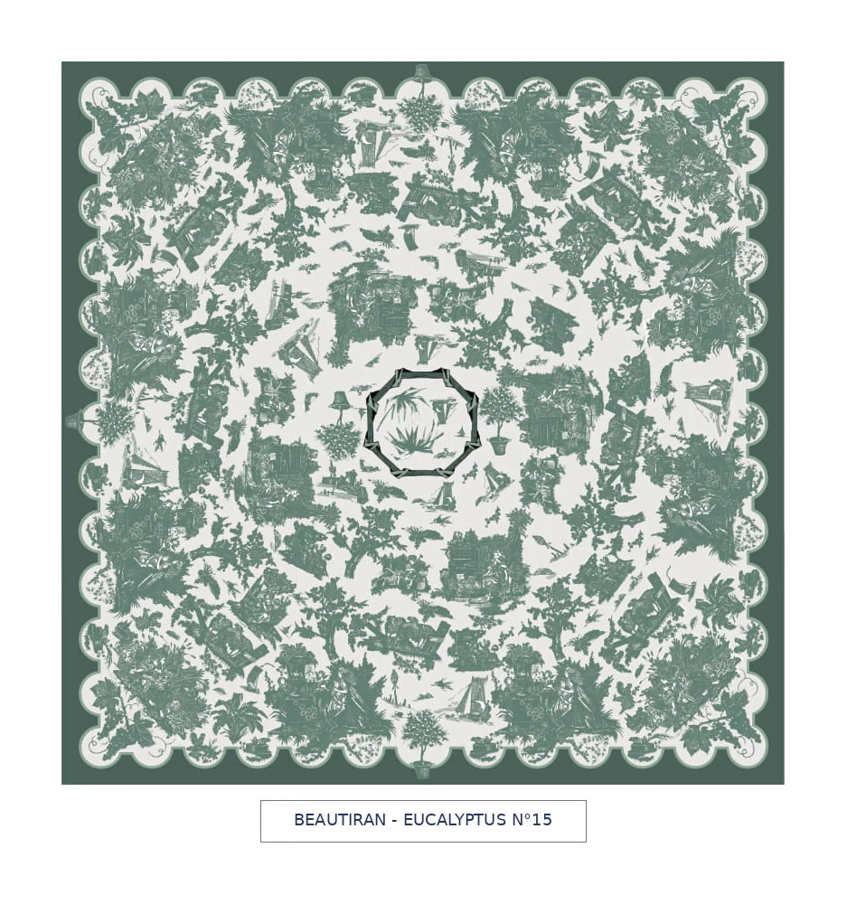 toile cirée - Beautiran toile de jouy - gris vert
