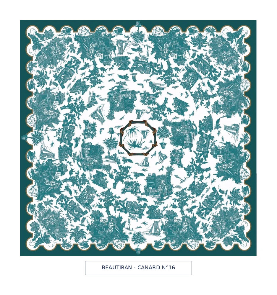 toile cirée - Beautiran toile de jouy - turquoise