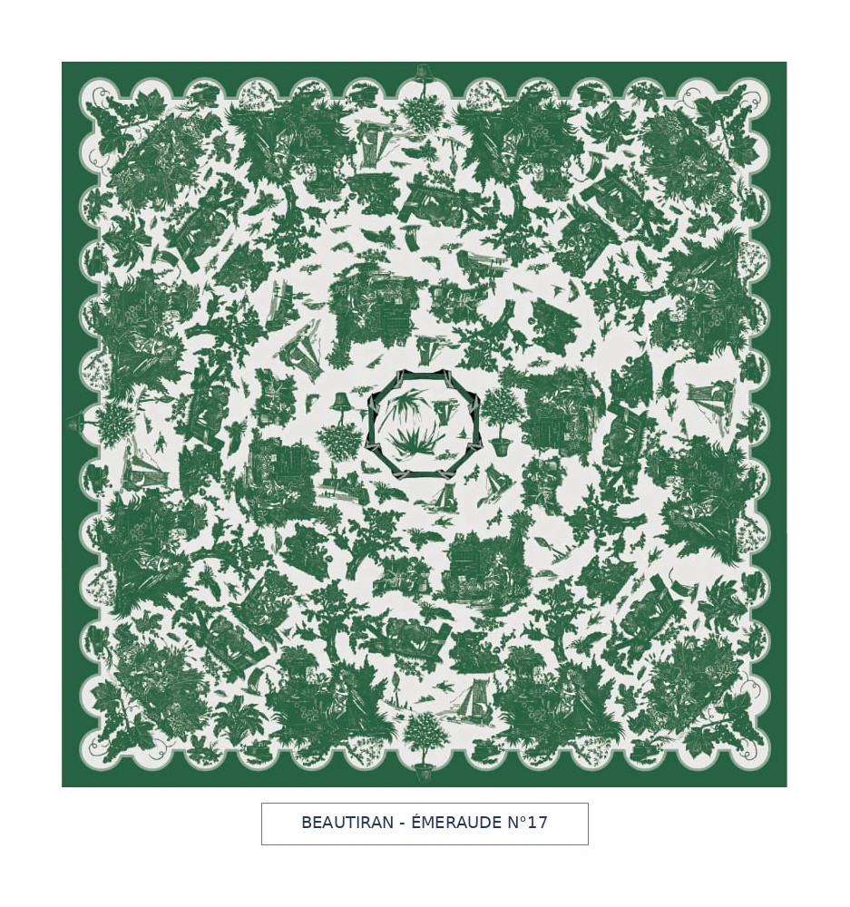 toile cirée - Beautiran toile de jouy - vert foncé