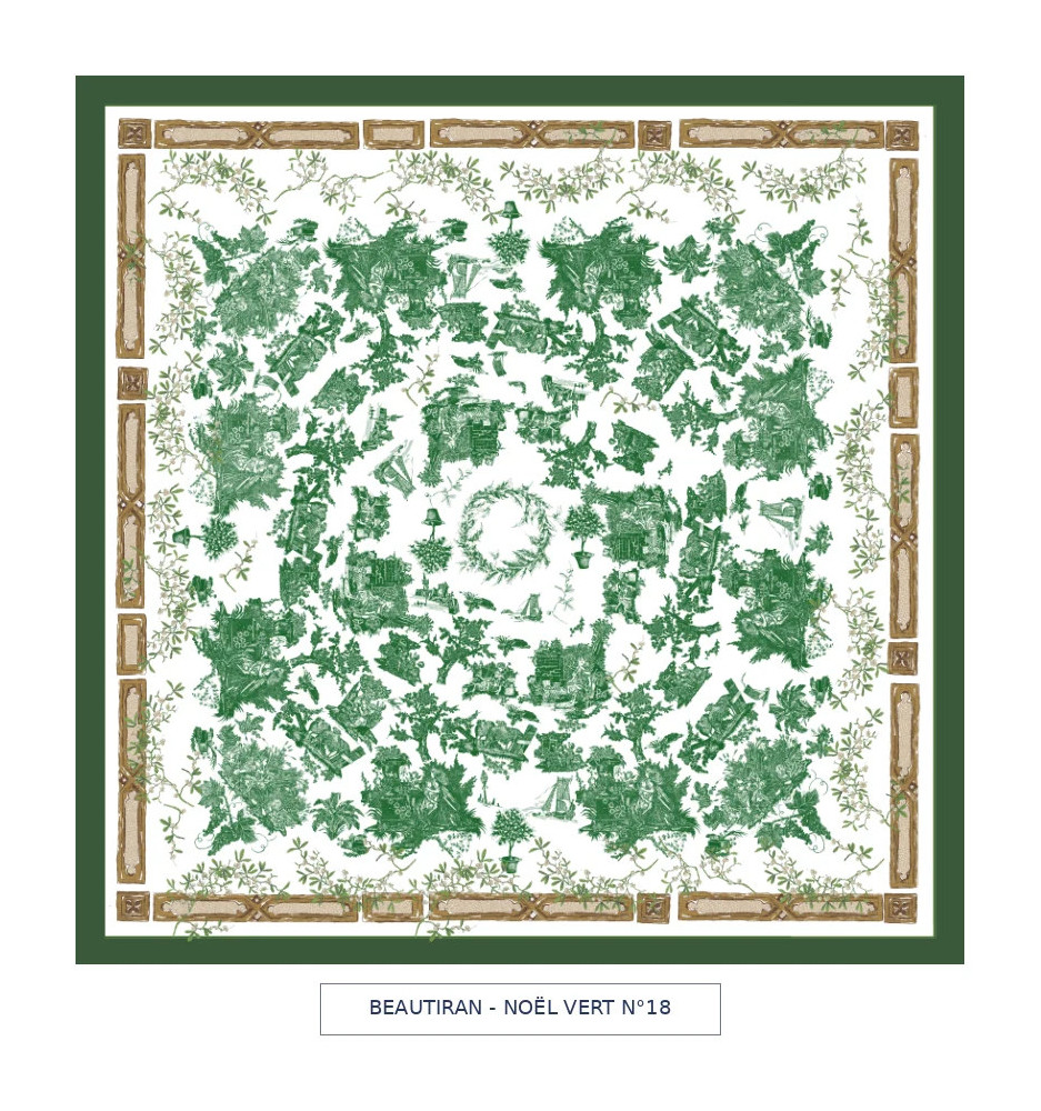 toile cirée - Beautiran toile de jouy - noël vert