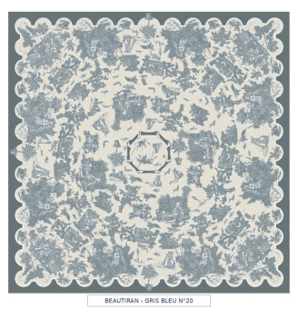toile cirée - Beautiran toile de jouy - gris bleu