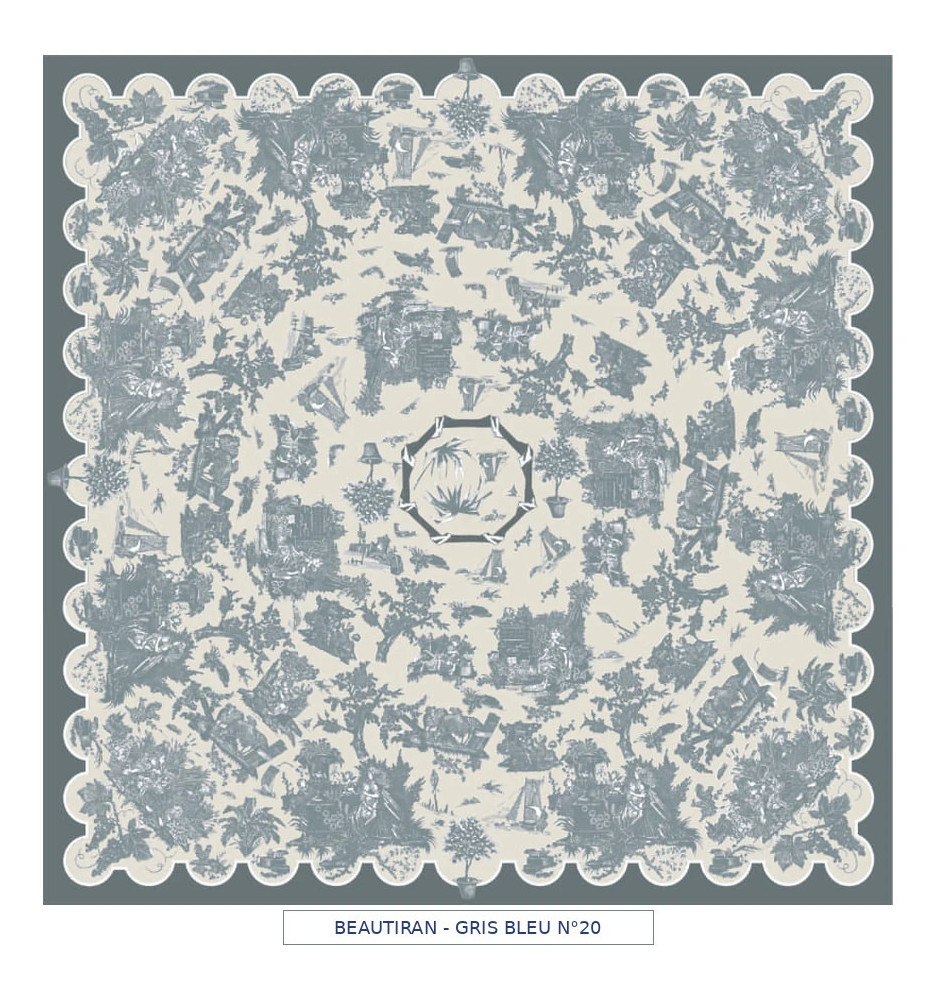 toile cirée - Beautiran toile de jouy - gris bleu