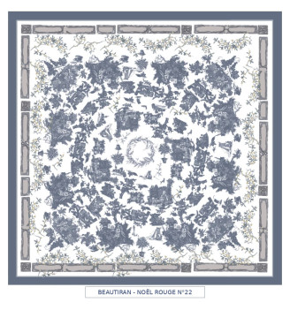 toile cirée - Beautiran toile de jouy - noel bleu