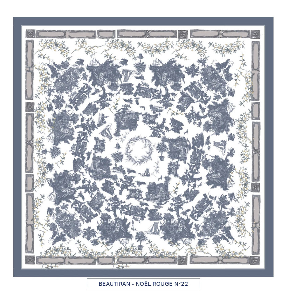 toile cirée - Beautiran toile de jouy - noel bleu
