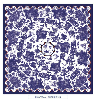 toile cirée - Beautiran toile de jouy - marine