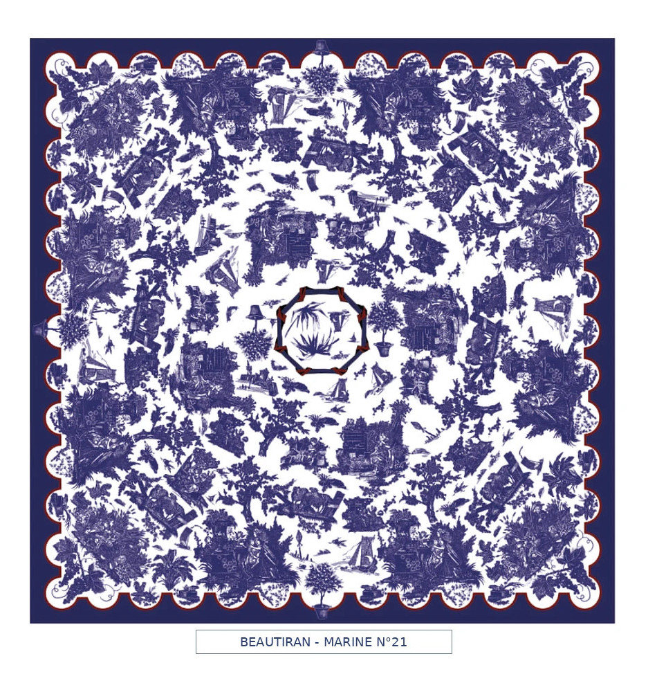 toile cirée - Beautiran toile de jouy - marine