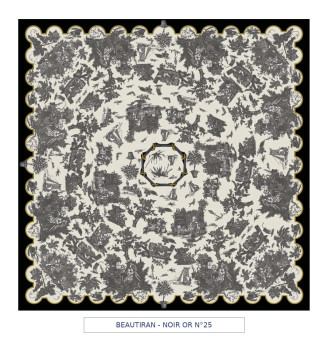 toile cirée - Beautiran toile de jouy - noir / or