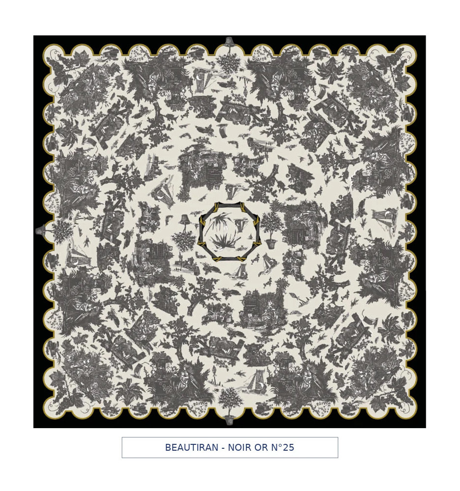toile cirée - Beautiran toile de jouy - noir / or