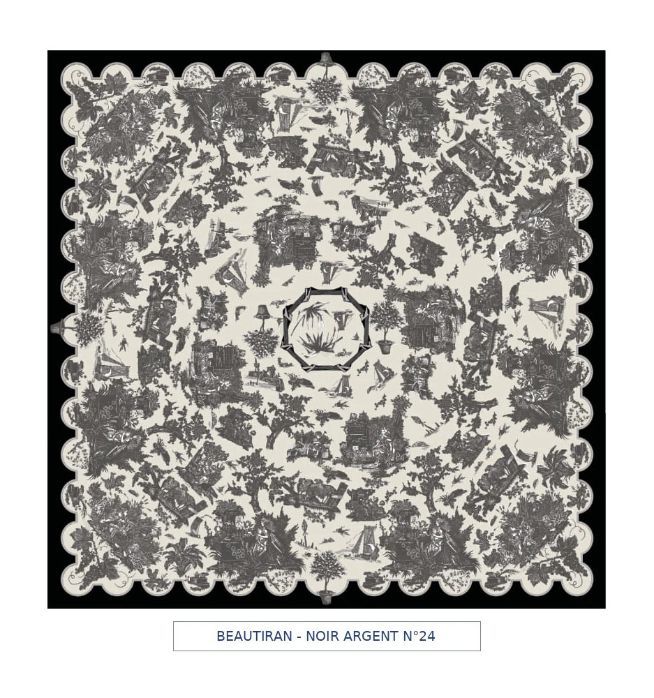 toile cirée - Beautiran toile de jouy - noir