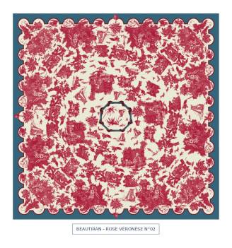 toile cirée - Beautiran toile de jouy - rose foncé