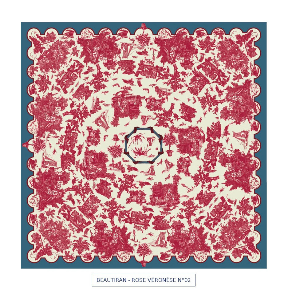 toile cirée - Beautiran toile de jouy - rose foncé