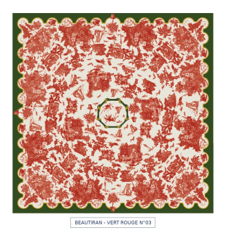 toile cirée - Beautiran toile de jouy - rouge vert
