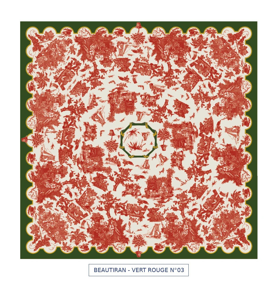 toile cirée - Beautiran toile de jouy - rouge vert