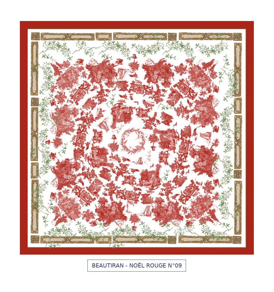 toile cirée - Beautiran toile de jouy - noel rouge