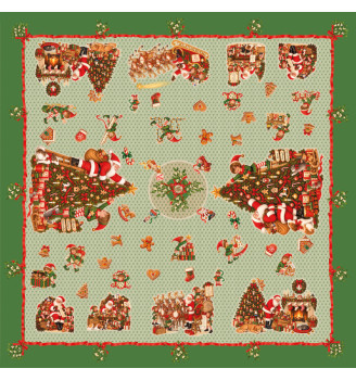 Toile cirée Noël – les lutins verts