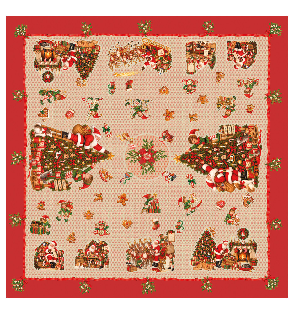 Toile cirée Noël – les lutins rouges